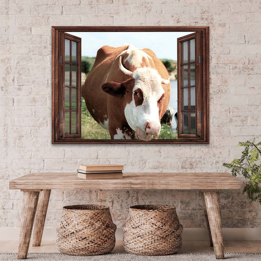 Cattle On Window Canvas Wall Art