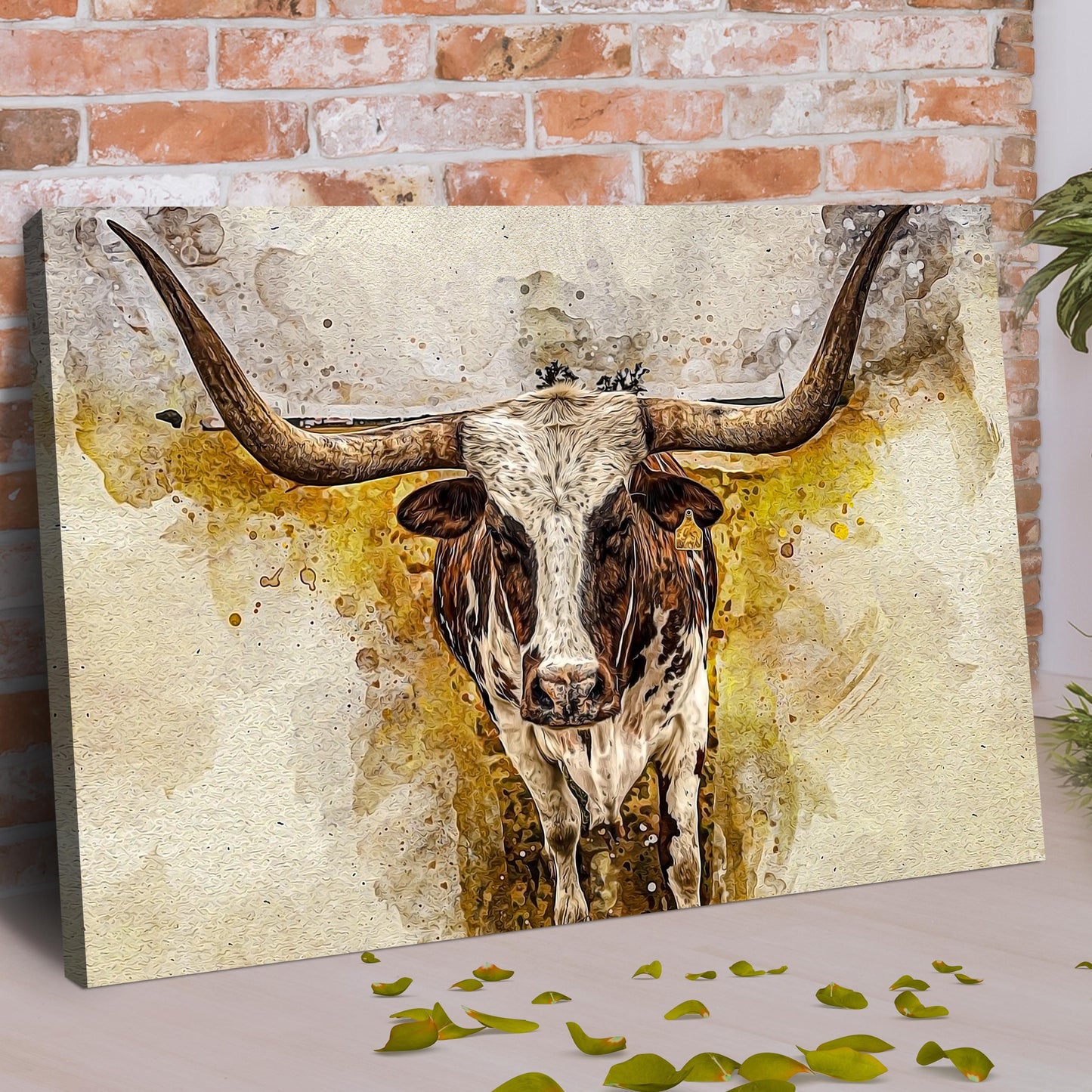Texas Longhorn Watercolor Like Canvas Wall Art