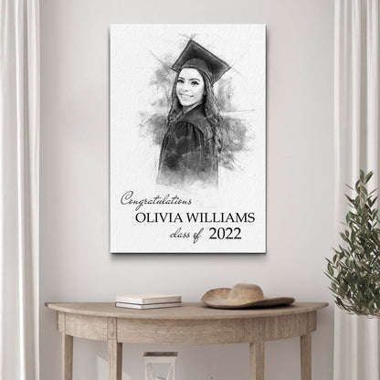Graduation Photo Pencil Sketch Portrait Sign