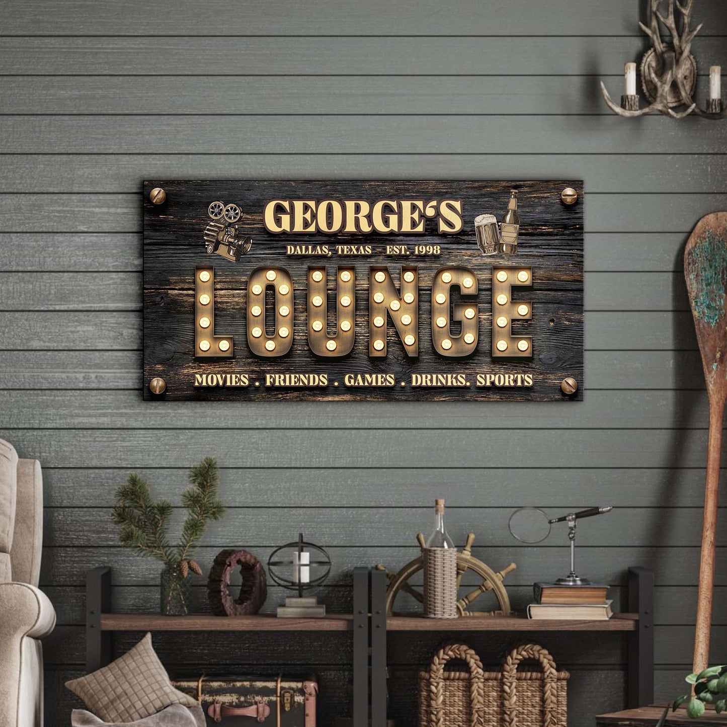 Movies, Friends Lounge Sign