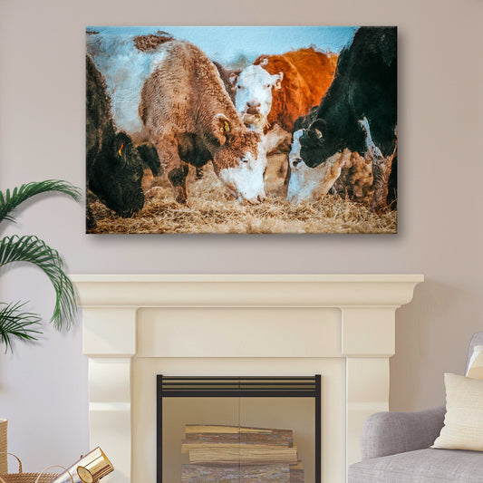 Family Of Hereford Cattle Canvas Wall Art