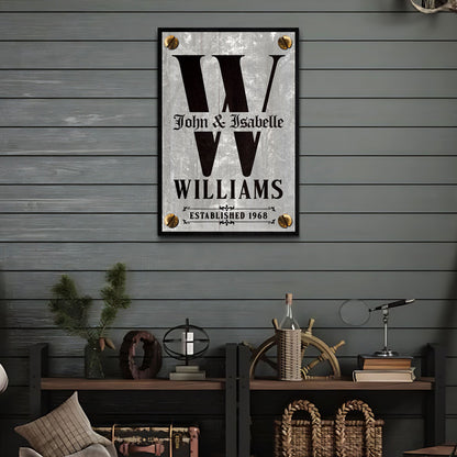 Family Name Portrait Monogram Sign III