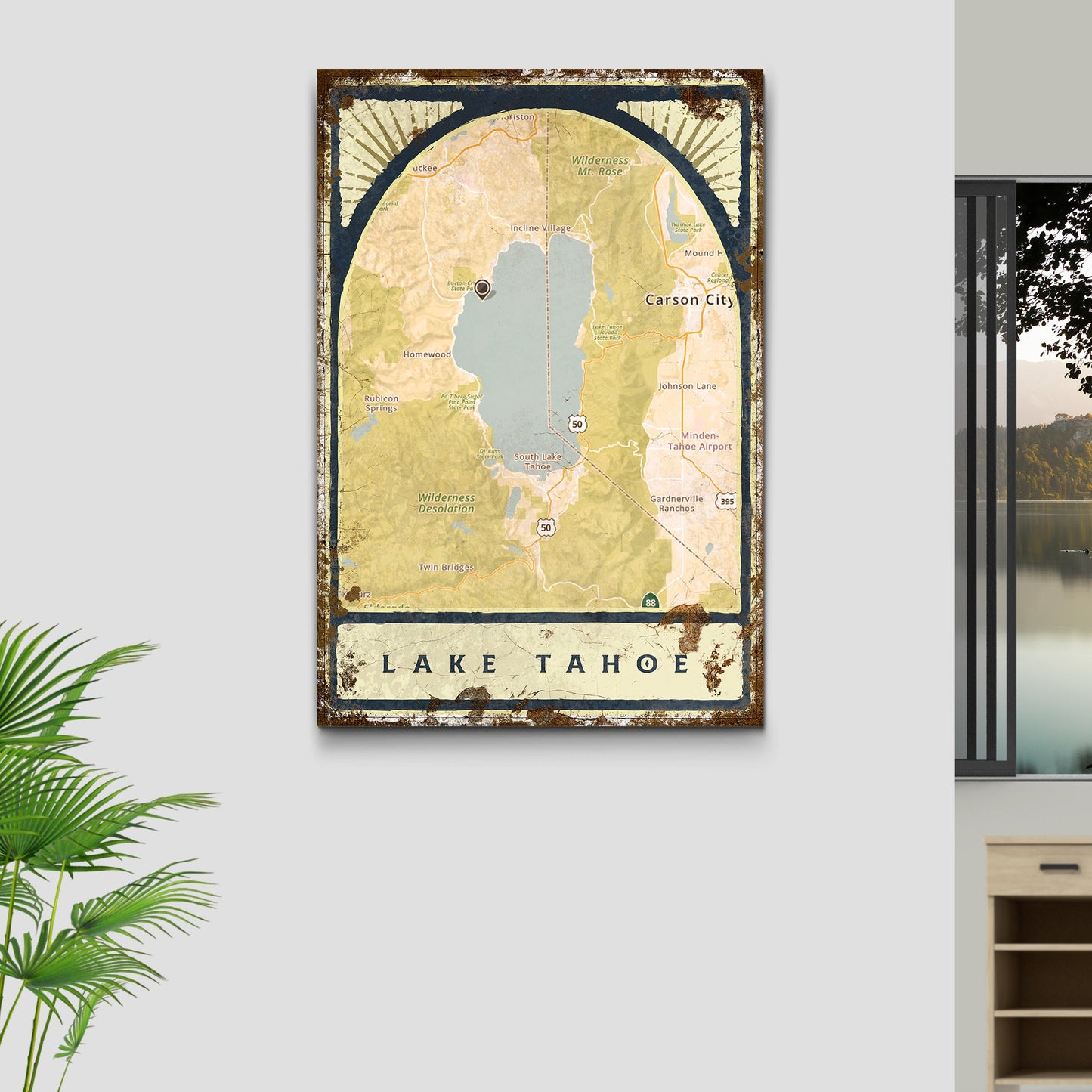 Lake Map Portrait Sign