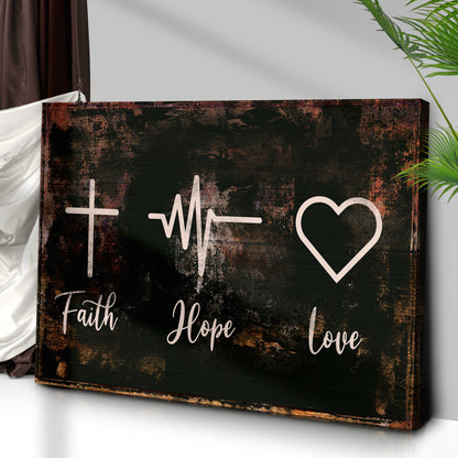 Rustic 'Faith, Hope, Love' Sign - Christian Art and Biblical Decor for home