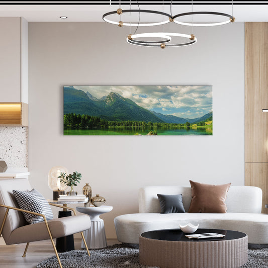 Mountains By The Lake Canvas Wall Art