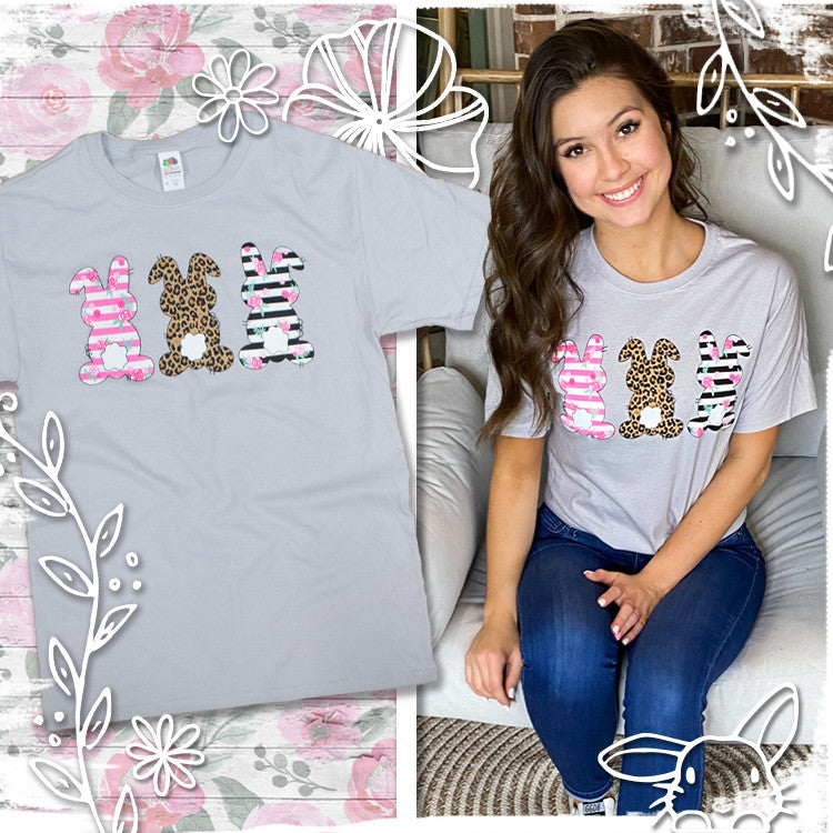 Three Trendy Bunnies Easter T-Shirt