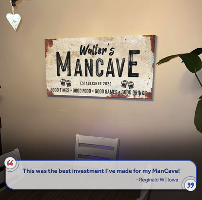 Good Times Personalized Man Cave Sign: Custom Bar Signs for Home Bar – Perfect Man Cave Wall Decor