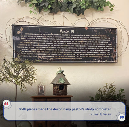 Psalm 91: 'He Is My Refuge' Sign - Inspirational Christian Wall Art for living room, religious decor