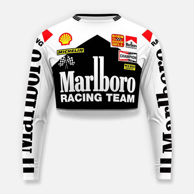 WOMENS CROP FORMULA ONE 1974 BLACK RACE JERSEY