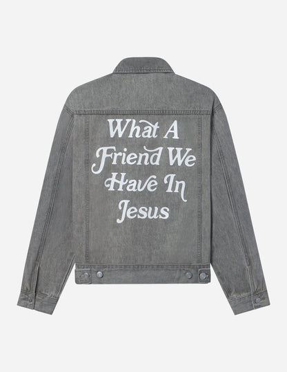 What a Friend in Jesus Grey Denim Jacket