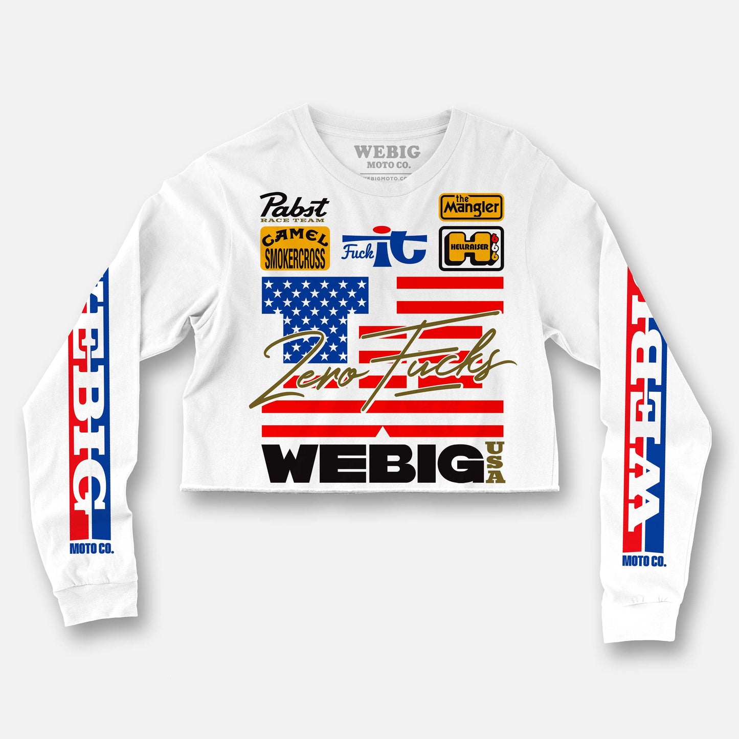 ZERO FUCKS SIGNATURE SERIES USA EDITION LONG SLEEVE CROP TEE