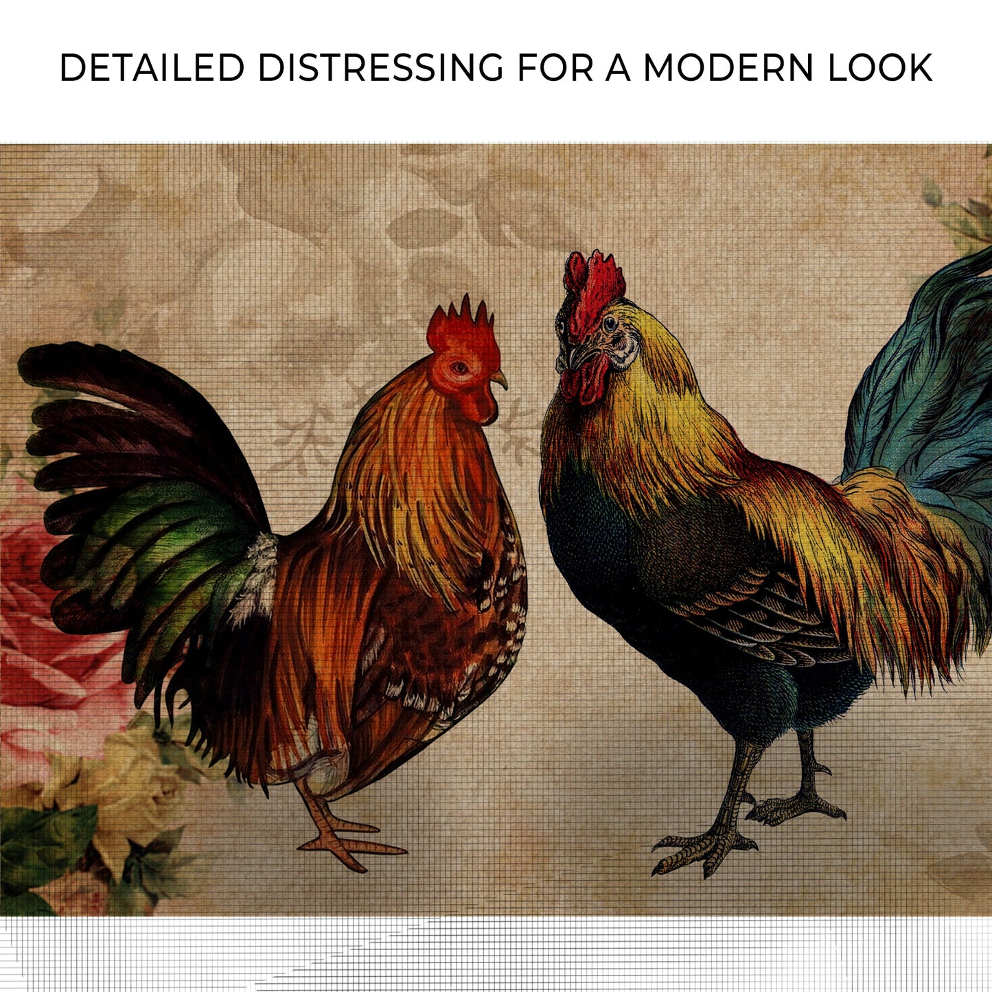 Retro Rooster Chicken Canvas Wall Art