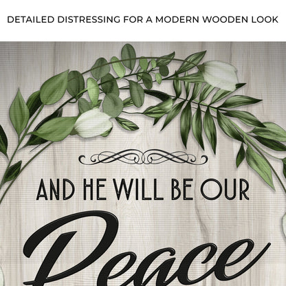 Micah 5:5 NIV - And He Will Be Our Peace Scripture Sign