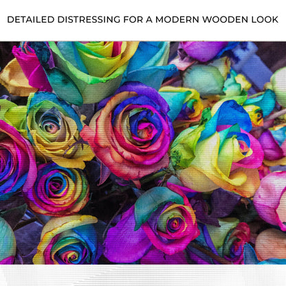 Rainbow Roses Canvas Wall Art