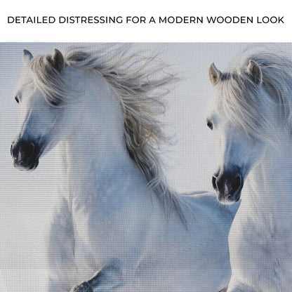 White Horse Couple Canvas Wall Art