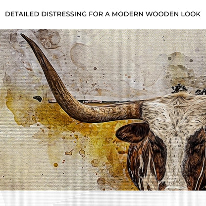 Texas Longhorn Watercolor Like Canvas Wall Art
