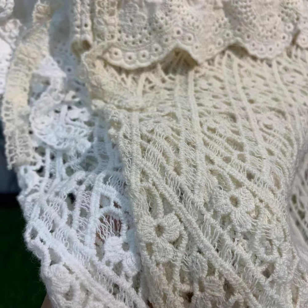 Forest Style Fully Hollowed Out Embroidered Patchwork Lantern Pants