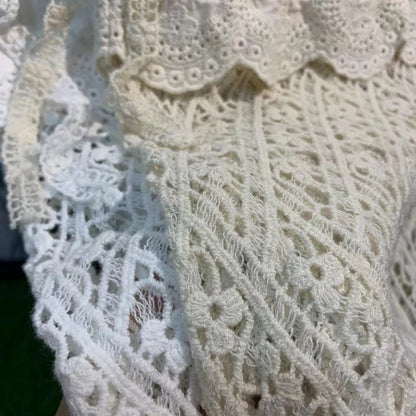 Forest Style Fully Hollowed Out Embroidered Patchwork Lantern Pants