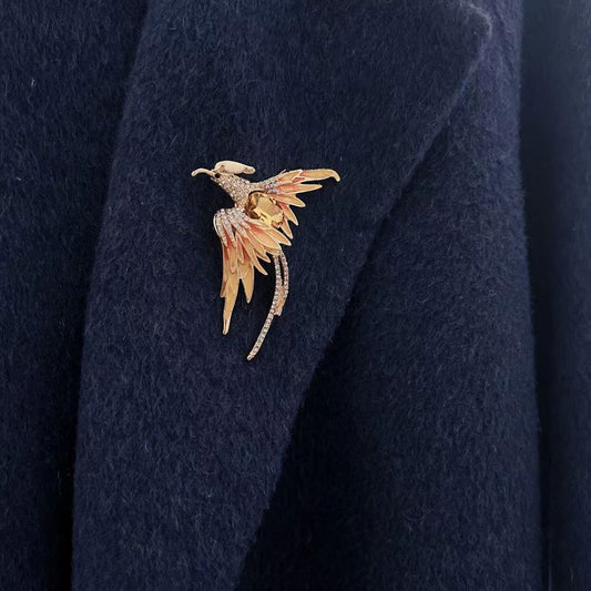 Elegant High-grade Oil Painting Phoenix Brooch