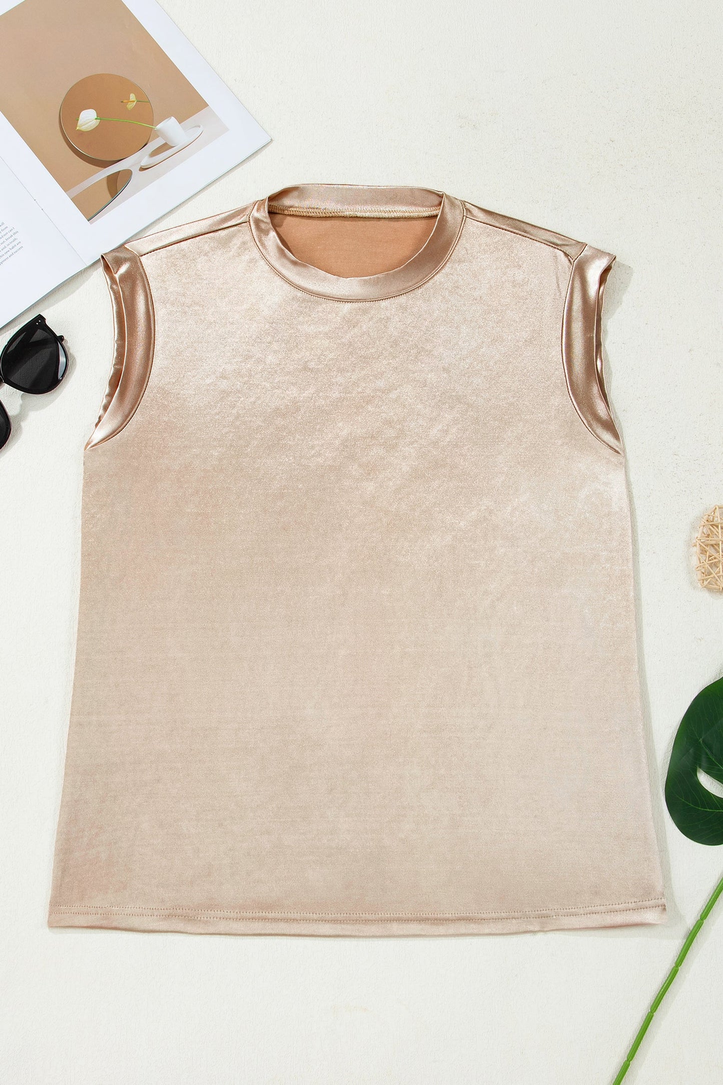 Round Neck Metallic Tank Top