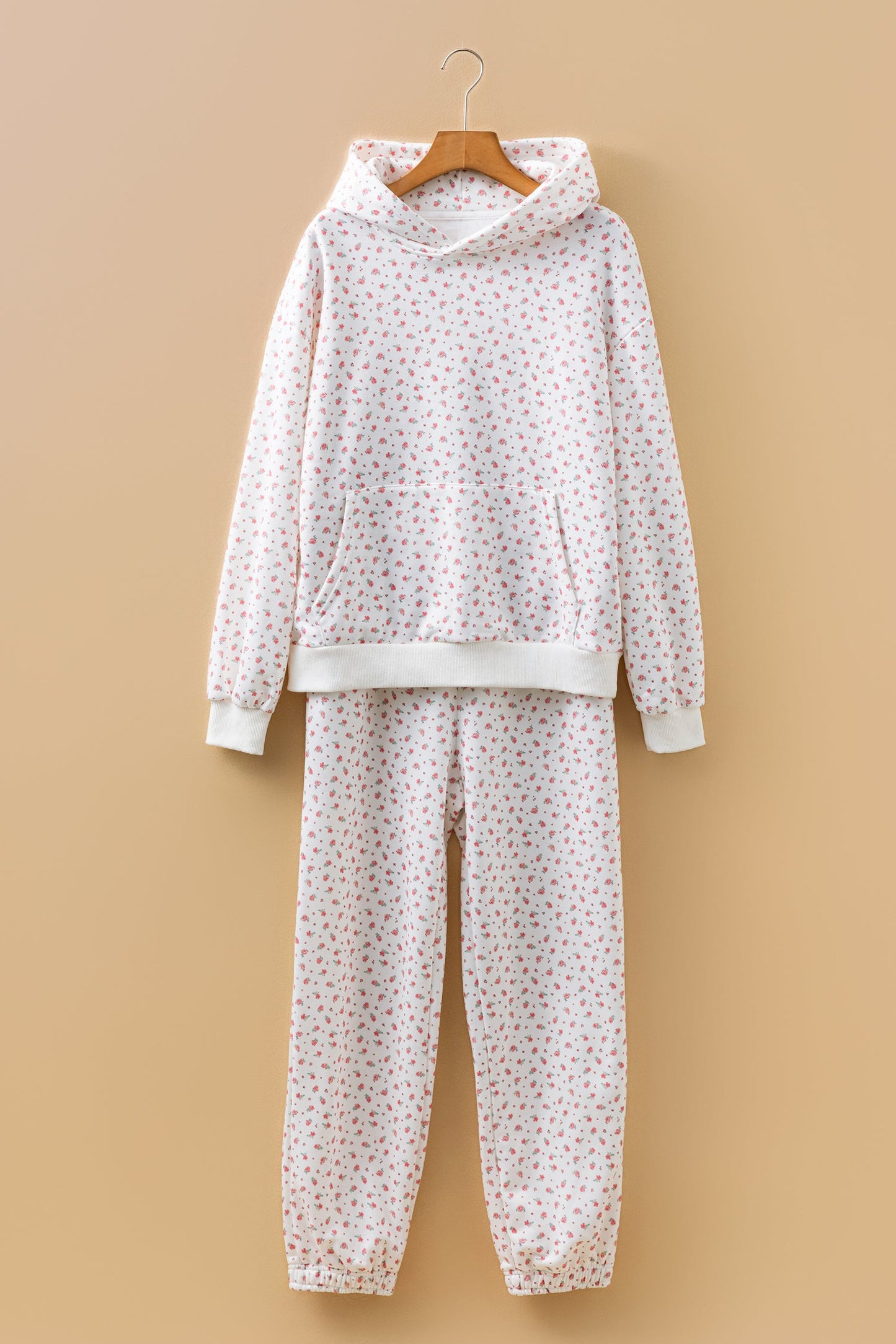 Floral Kangaroo Pocket Hoodie & Sweatpants Set