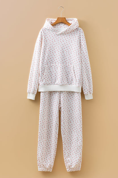 Floral Kangaroo Pocket Hoodie & Sweatpants Set