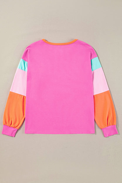 Colorblock Patchwork Long Sleeve Top