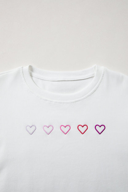 Drop Shoulder Sweatshirt with 3D Heart Detail