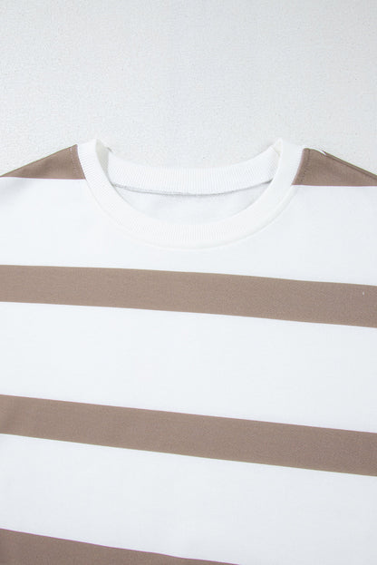 Stripe Drop Shoulder Top and Jogger Pants Set
