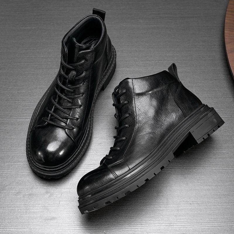 Short Genuine Leather Workwear Boots