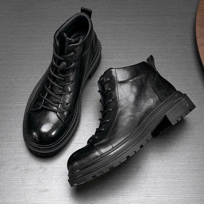 Short Genuine Leather Workwear Boots