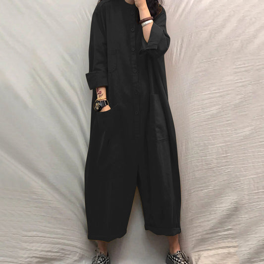 Plus Size Women's Jumpsuit With Multiple Pockets