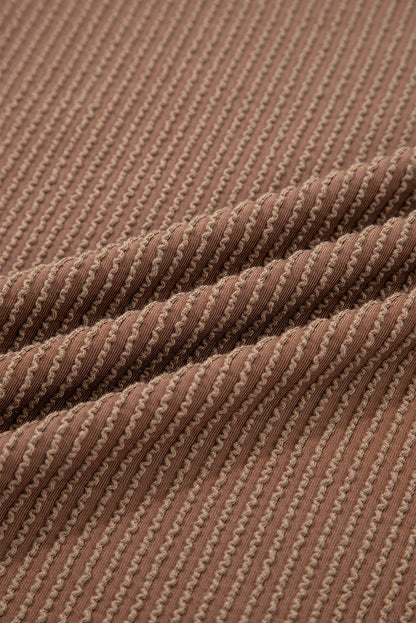 Solid Corded Knit Long Sleeve Top