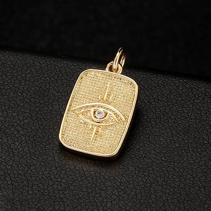 14K Gold Micro Inlaid Zircon Pendant