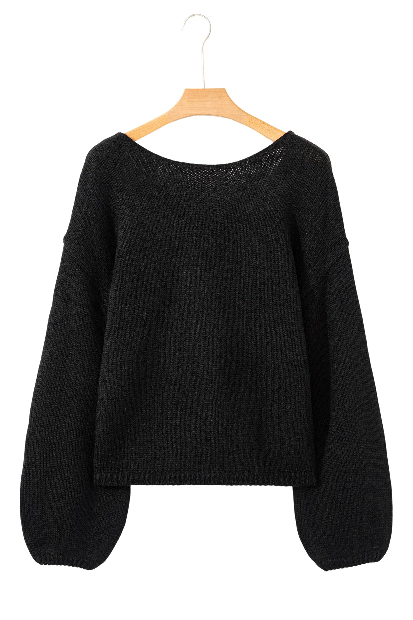 Bow Tie Backless Bubble Sleeve Sweater