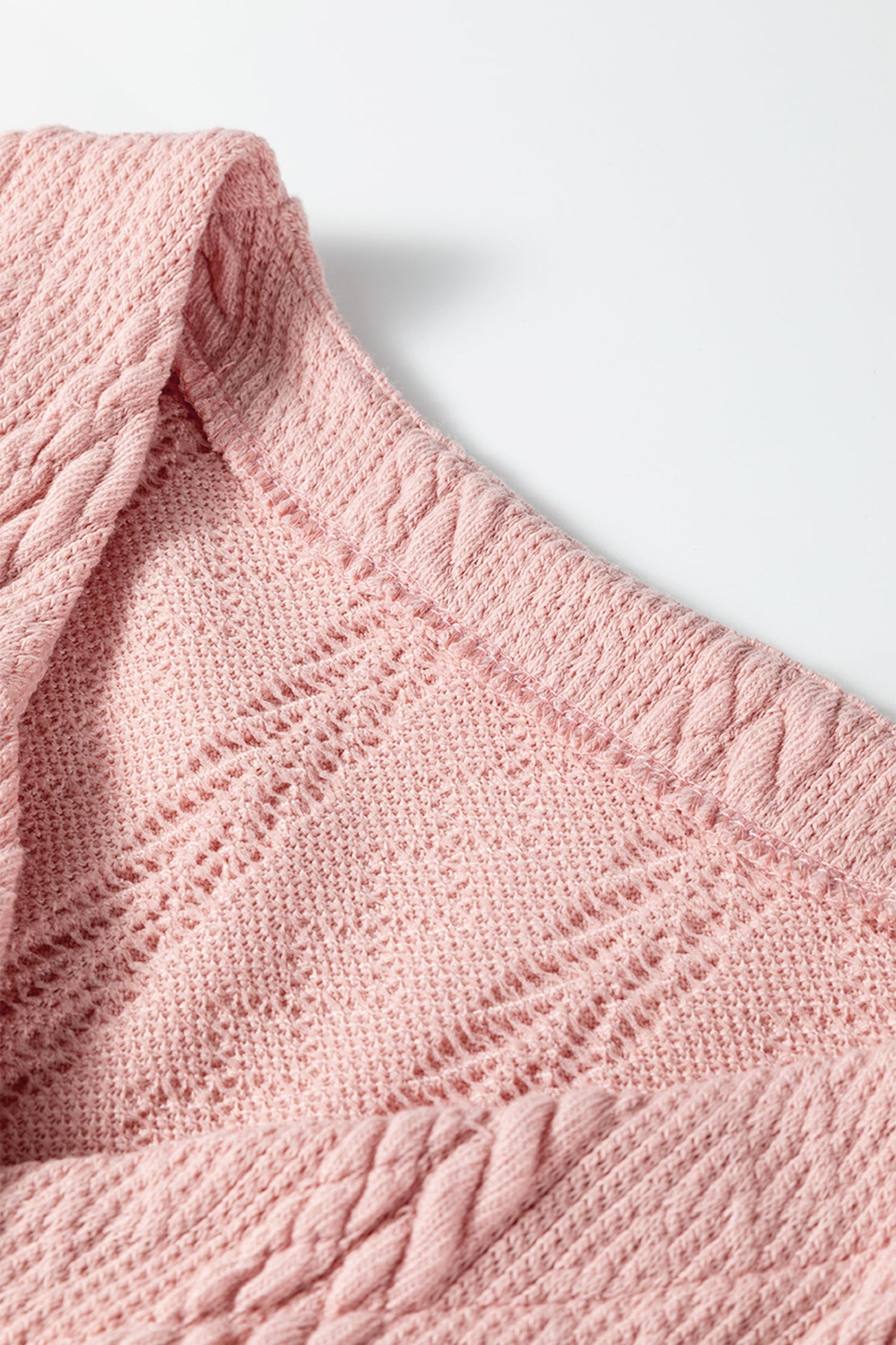 V-Neck Cable Knit Cardigan and Shorts Set