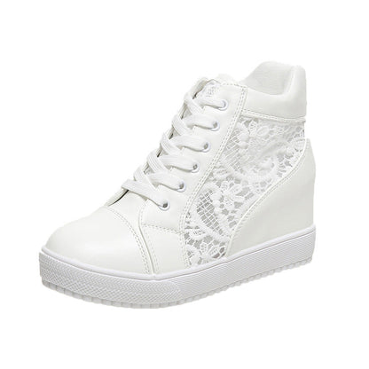 Women's Hidden Heel Platform Hollow Lace Sneaker