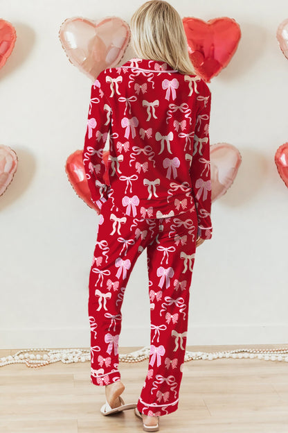 Bow Tie Shirt and Pants Pajama Set