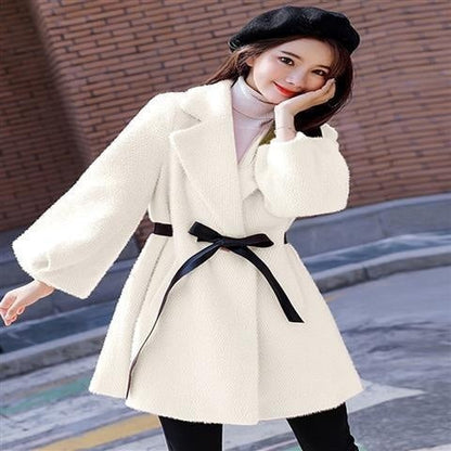 Korean Style Loose Thick Temperament Small Size Woolen Coat