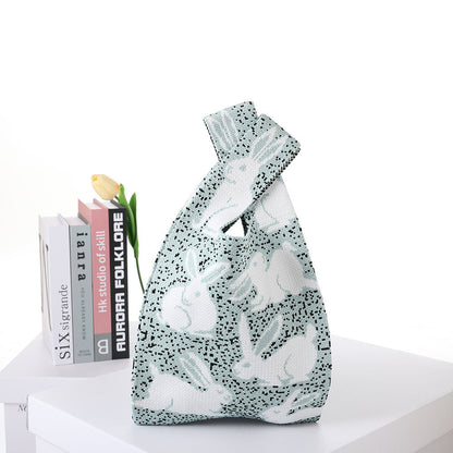 Checkerboard Knitted Shopping Tote