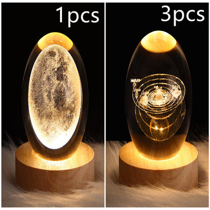 LED Galaxy Crystal Ball 3D Moon Lamp