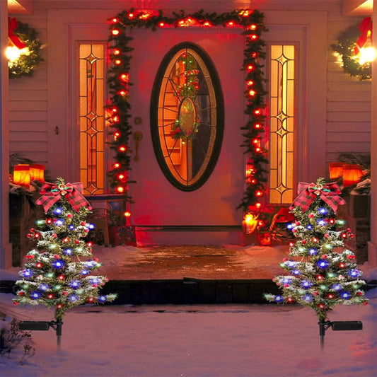 Solar Christmas Tree Yard Stake Pathway Light Decor