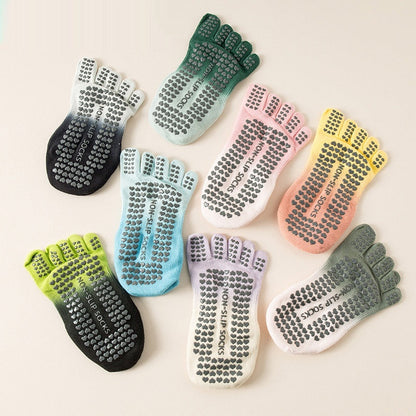 Hanging Dyed Yoga Socks Non-slip Women's Five Fingers