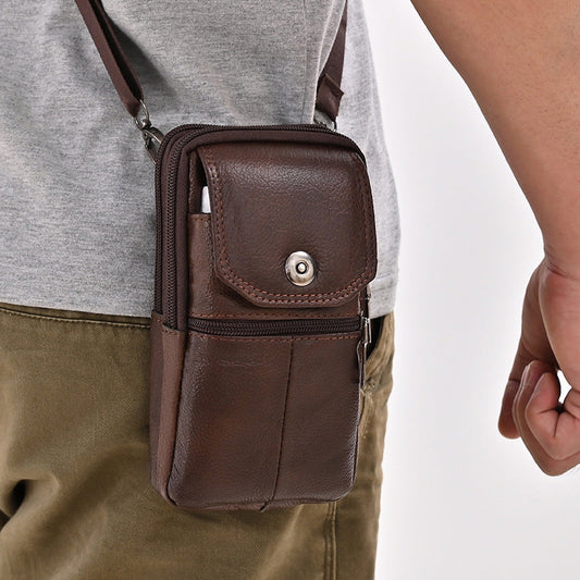 Men's Outdoor Leather Belt Bag Versatile Style