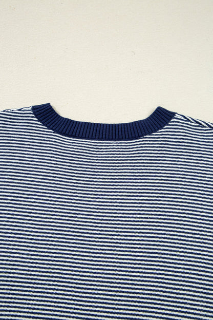 Stripe Colorblock Patchwork Dolman Sleeve Sweater