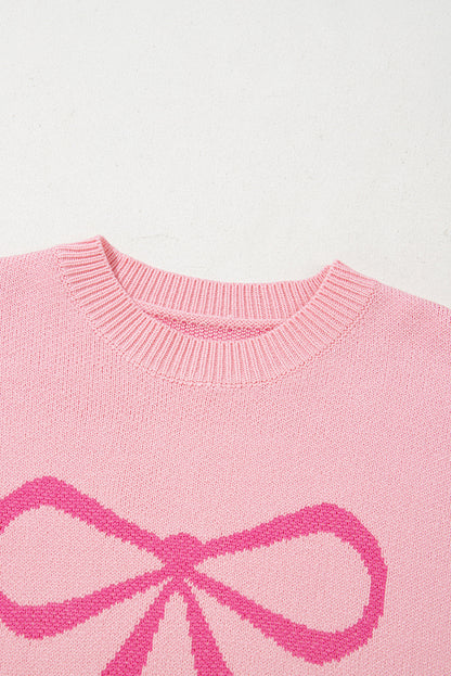 Valentine Bow Long Sleeve Crewneck Sweater