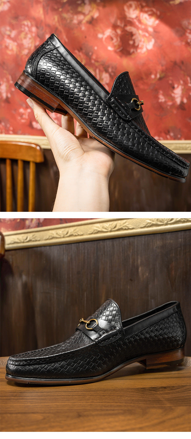 Men's Woven Leather Loafers