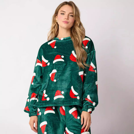 2024 Women's Santa Flannel Pajama Set