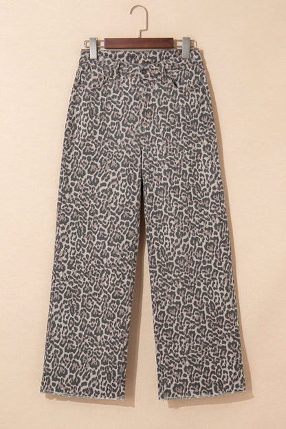 Frayed Edge Wide Leg High Waist Jeans