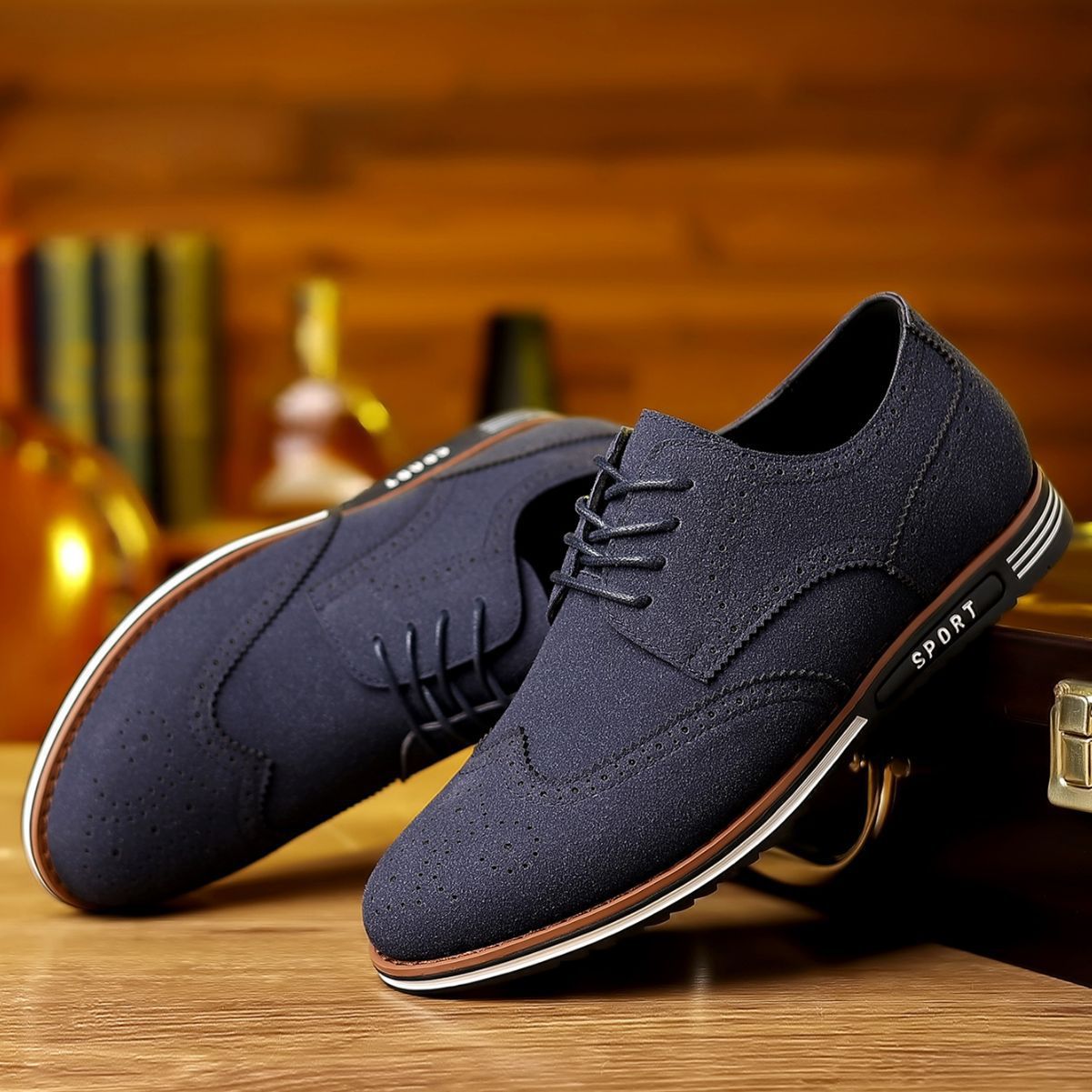 New Men's Casual Matte Low-top Suede Leather Shoes